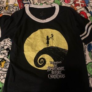 Tim Burton Nightmare Before Christmas Black Yellow Logo Shirt Size Small Y2k